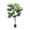 4ft Fiddle Tree in Black Pot with 26 Silk Leaves, Floral Home by Artificial Flowers